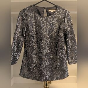 British Brand Boden Charcoal Sequin Blouse US4